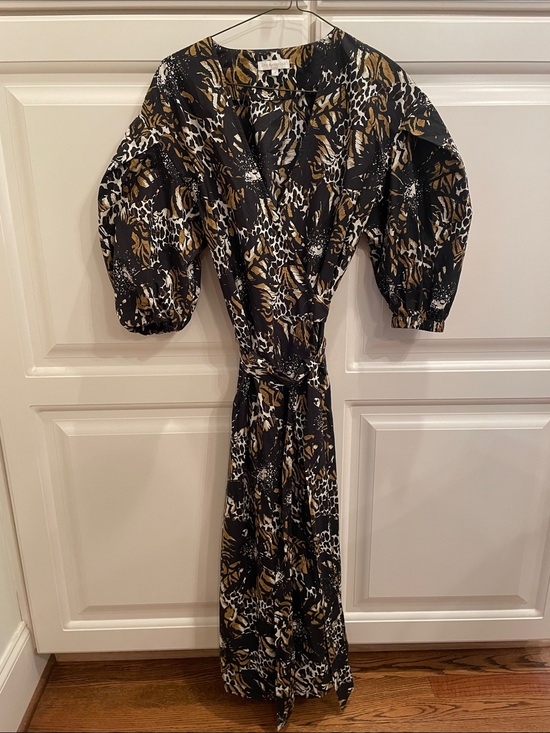 ANN MASHBURN Dresses & Skirts - Ann Mashburn animal print poplin wrap dress sz S